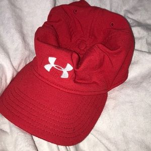 Red Under Armour baseball cap